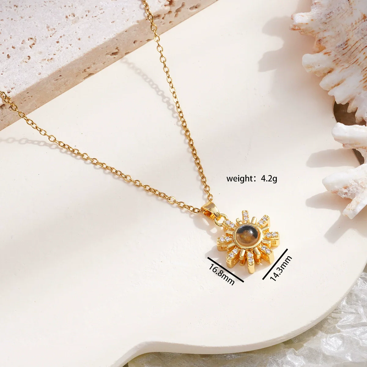 Wholesale Necklace Copper Mixed Gem Inlay Rhombus Snowflake Pendant Ochain Electroplating For Women Light Luxury Style - Image 6