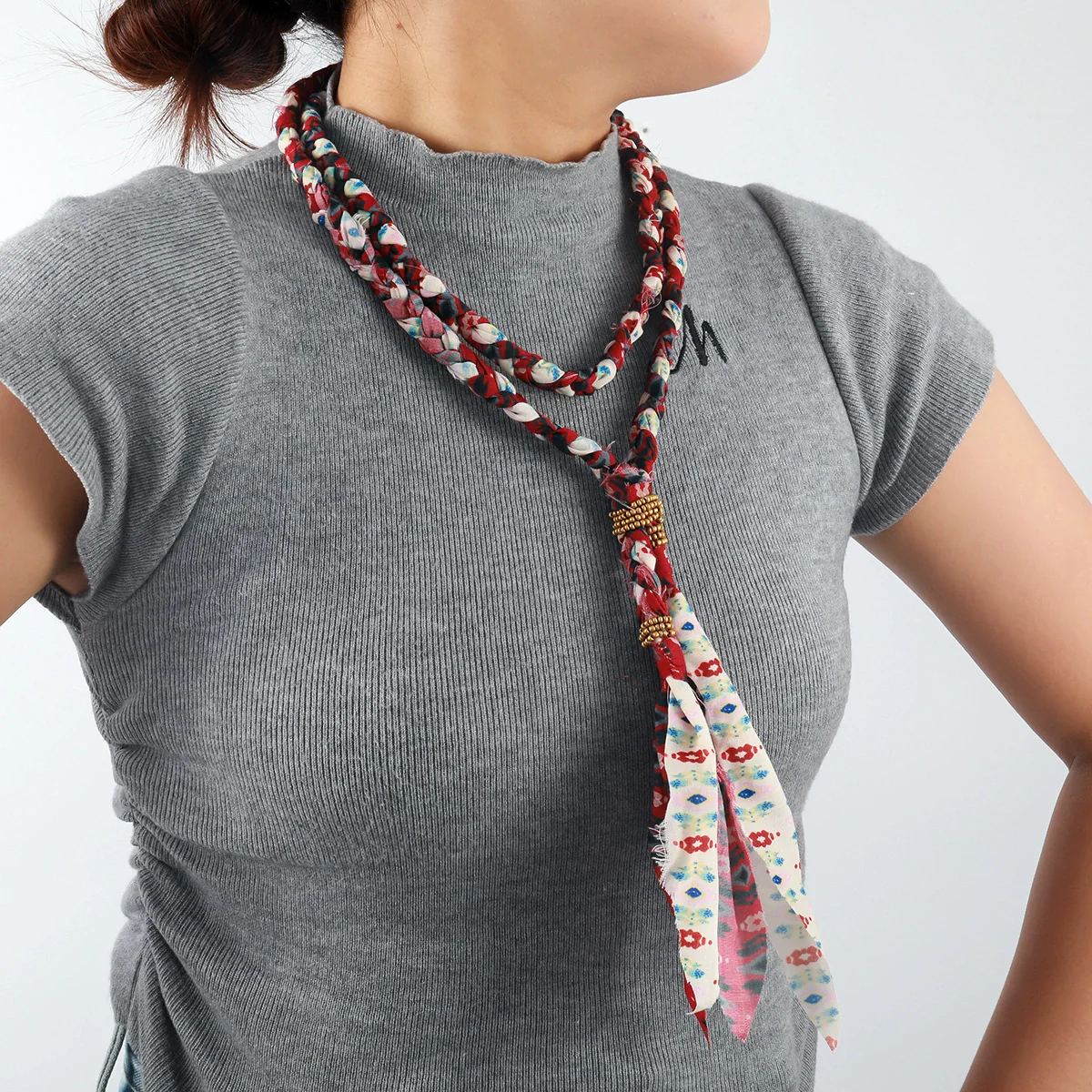 Wholesale Necklace Fabric Hand Woven Geometric Rice Beads