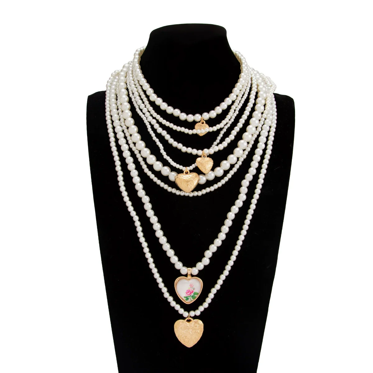 Wholesale Necklace Imitation Pearl Alloy Geometric Handmade Love Pendant - Image 3