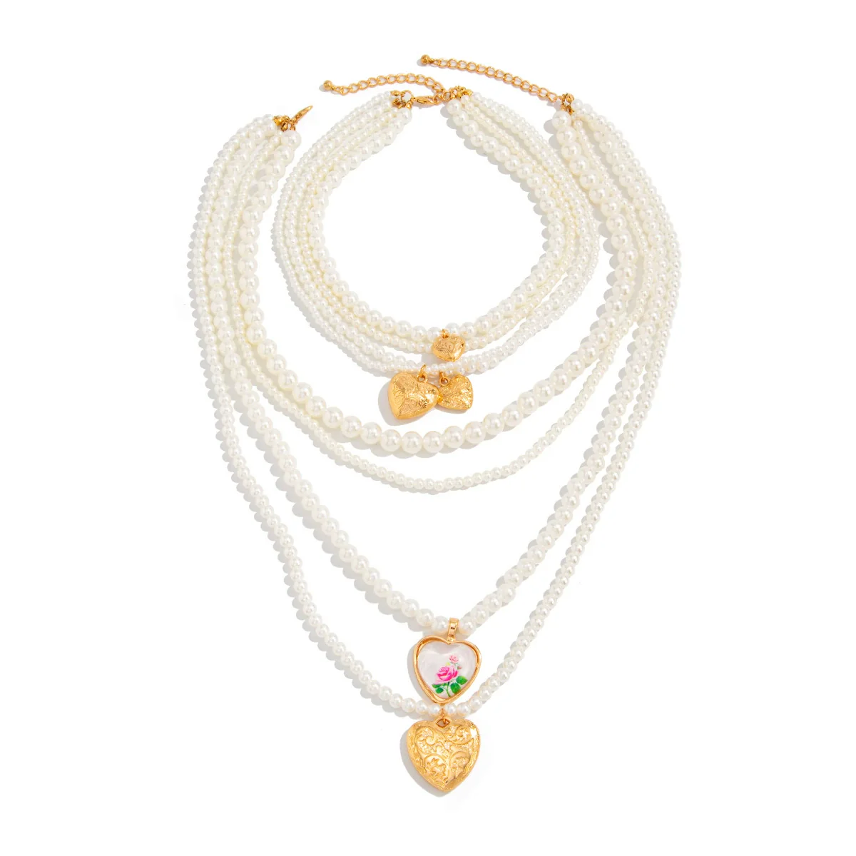 Wholesale Necklace Imitation Pearl Alloy Geometric Handmade Love Pendant - Image 5