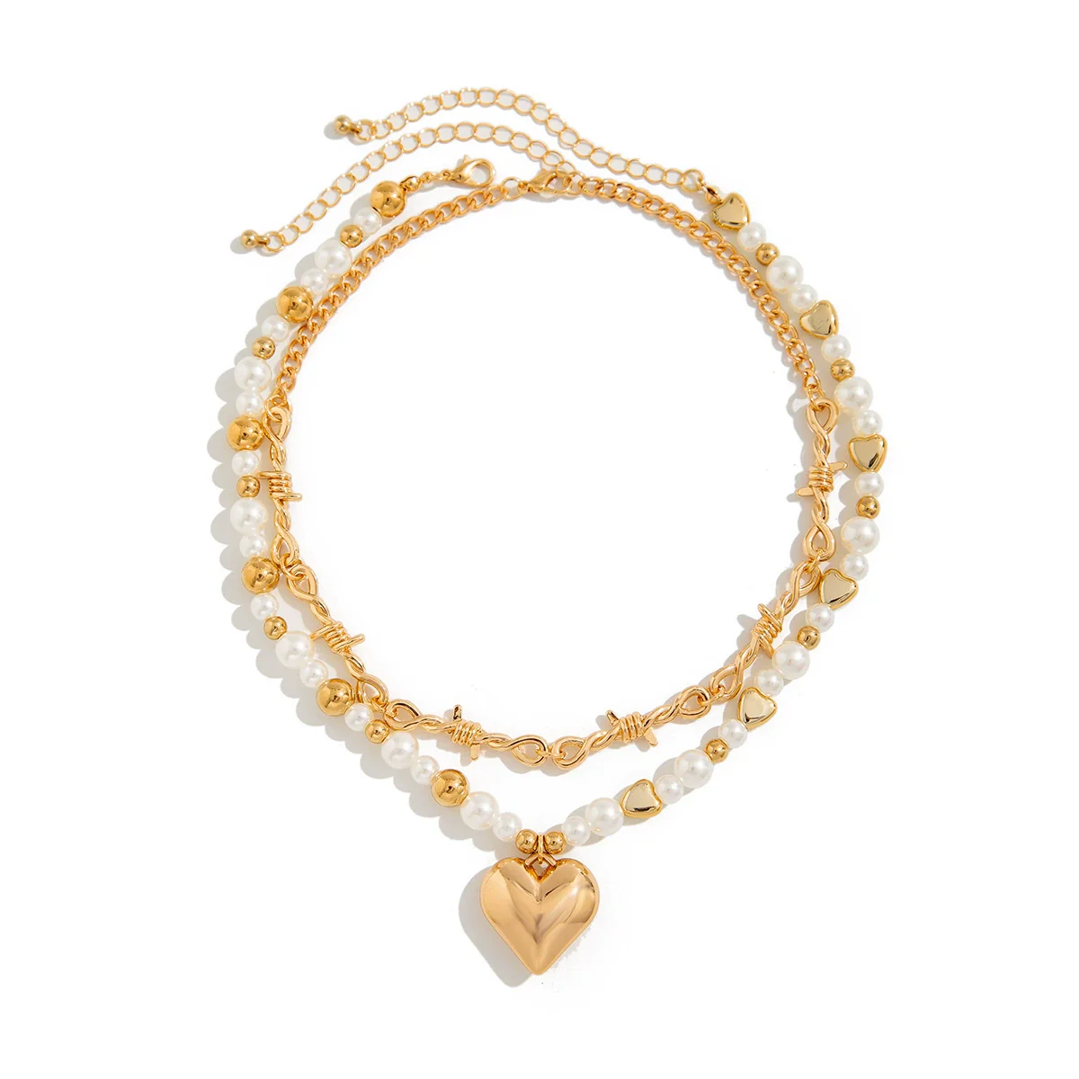 Wholesale Necklace Imitation Pearl Alloy Heart Shape Geometric Electroplating For Women - Image 5
