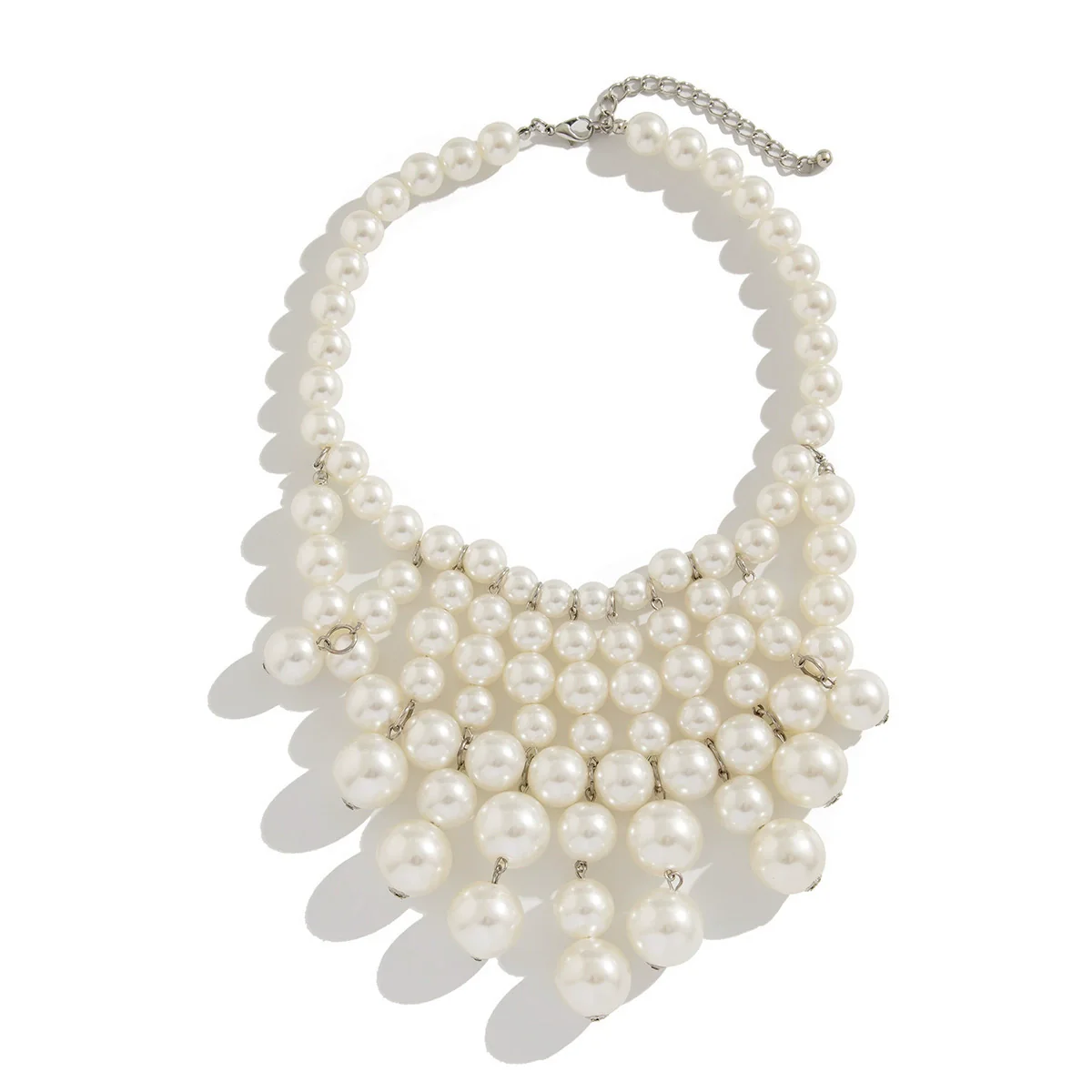 Wholesale Necklace Imitation Pearl Exaggerated Geometric Round Bead Electroplating For Women - Image 5
