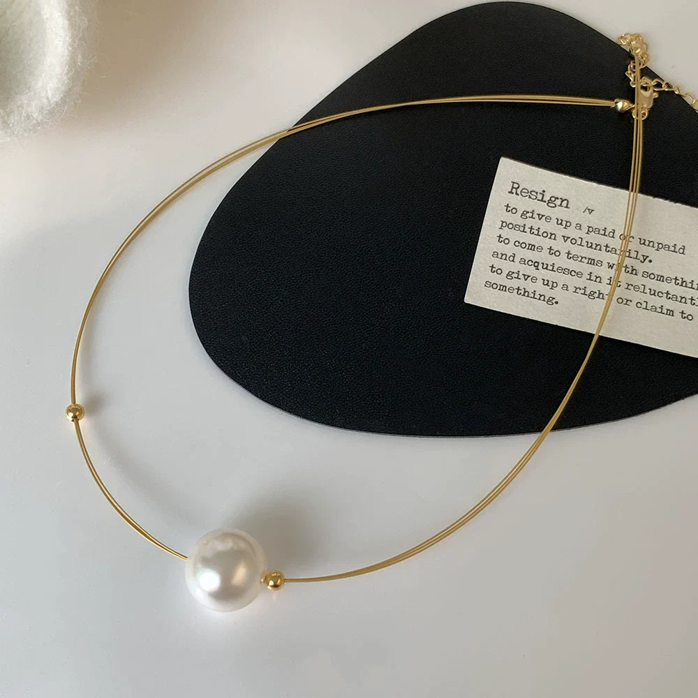 Wholesale Necklace Mixed Material Pearl Geometric Style Electroplating Women's - Image 6