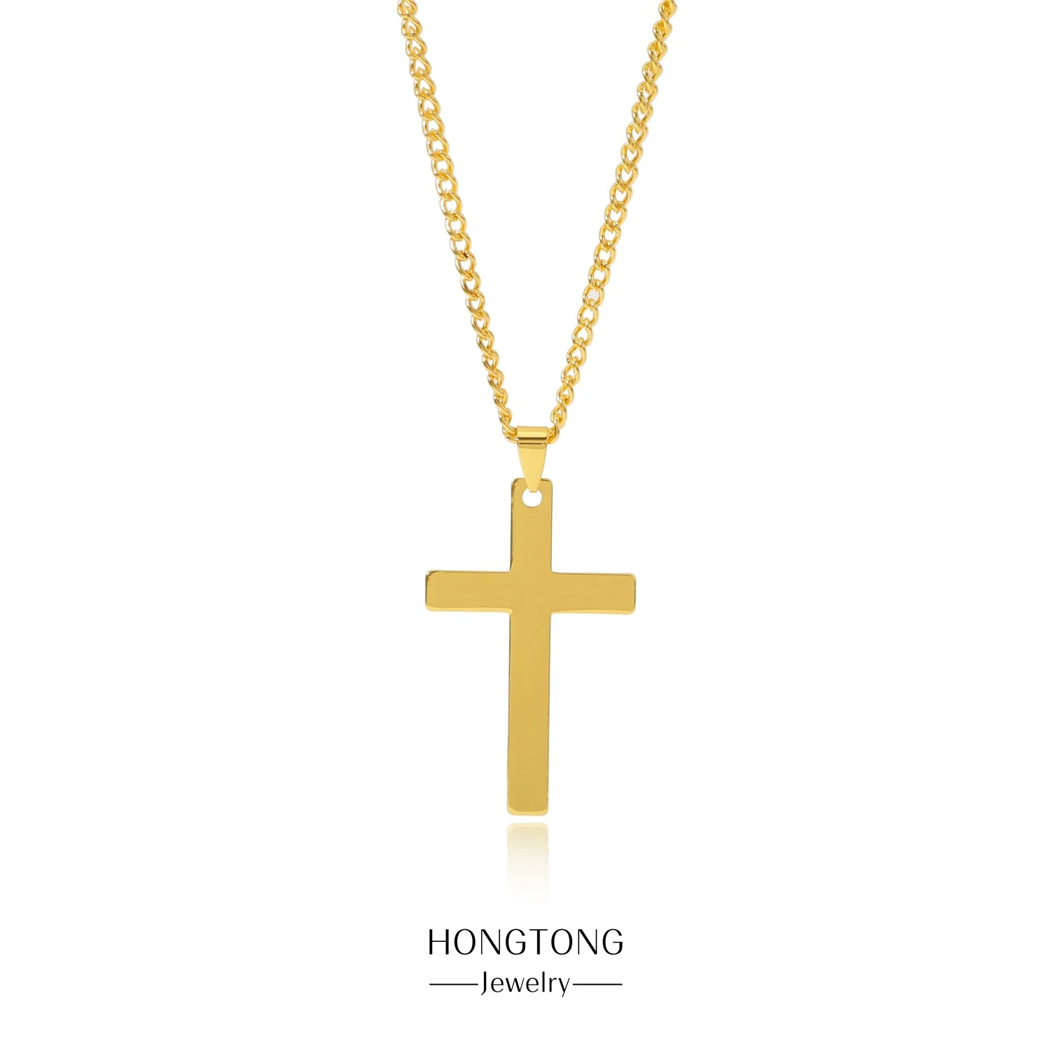 Wholesale Necklace Stainless Steel Cross Hip Hop Fashion Electroplating Ochain Unisex