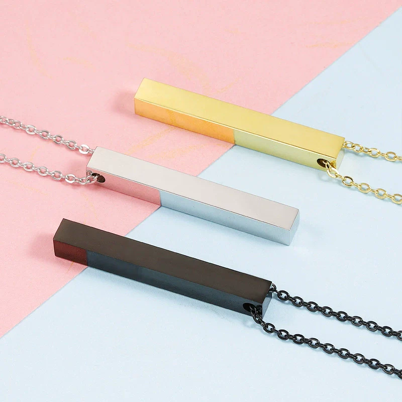 Wholesale Necklace Stainless Steel Geometric Cuboid Stereo Electroplating Cross Chain Pendant - Image 2