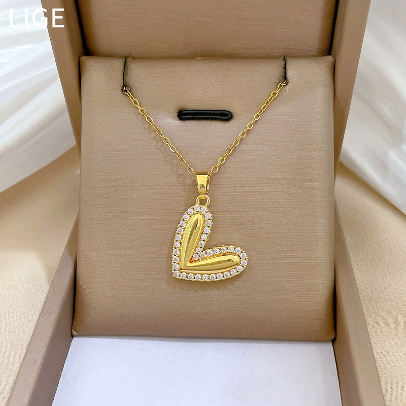 Wholesale Necklace Stainless Steel Geometric Love Peach Heart Pendant Titanium Steel Chain Cartoon Minimalist Style Unisex - Image 4