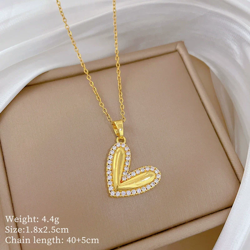 Wholesale Necklace Stainless Steel Geometric Love Peach Heart Pendant Titanium Steel Chain Cartoon Minimalist Style Unisex - Image 6