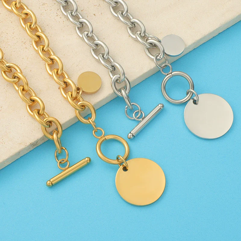 Wholesale Necklace Titanium Steel Geometric Ochain Electroplated Hiphop Style - Image 2