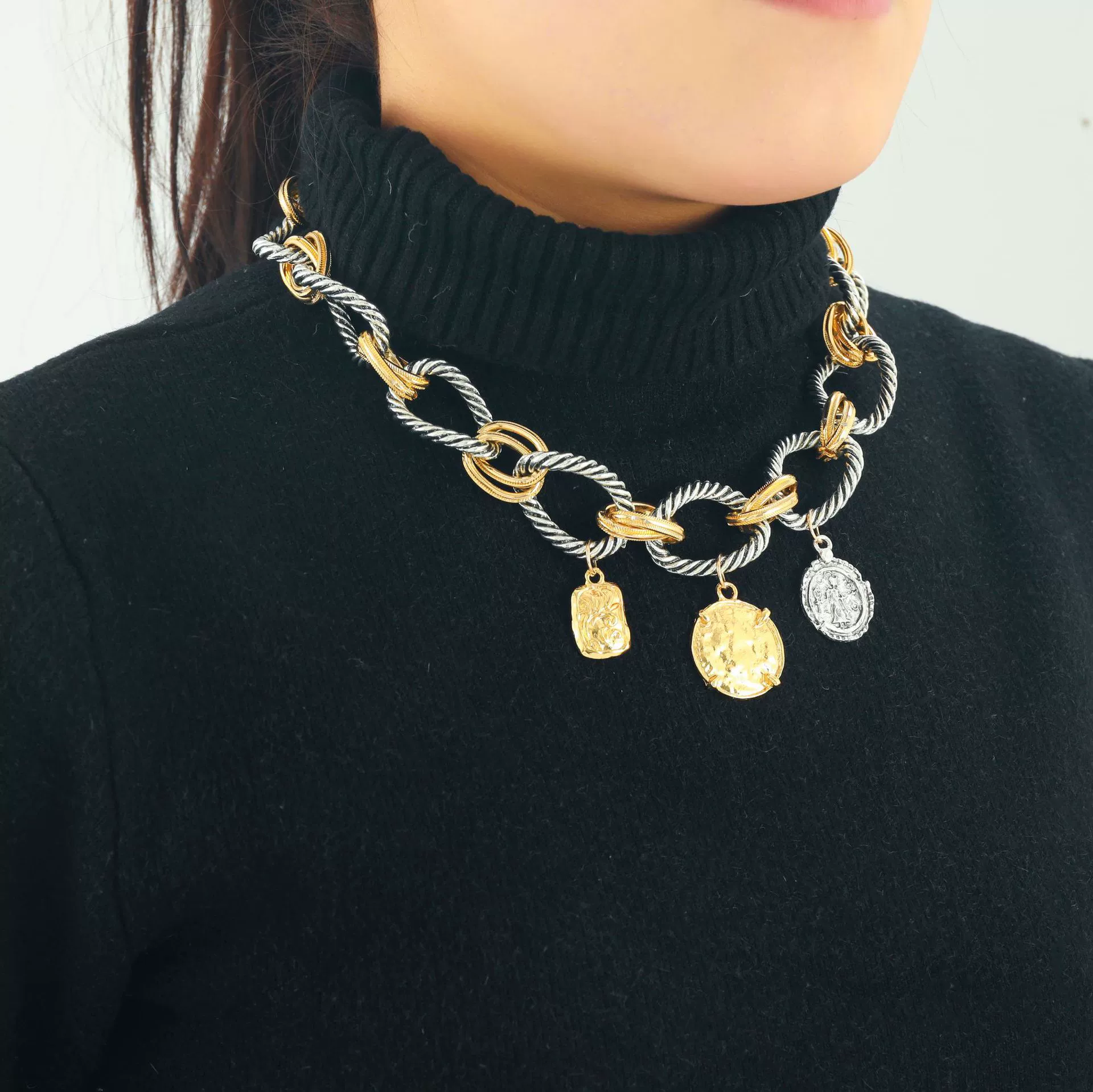 Wholesale Necklace Zinc Alloy Geometric Water Wave Chain Electroplating