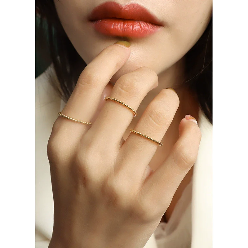 Wholesale Niche Geometric Electroplated Titanium Steel Finger Ring For Women And Unisex - Image 3