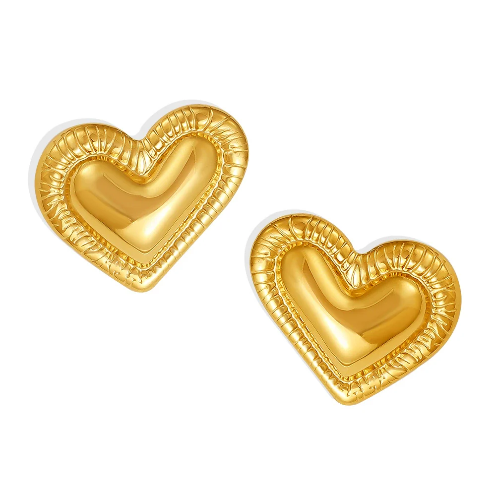 Wholesale Niche Stainless Steel Heart Geometric Electroplated Women's Earrings - Image 5