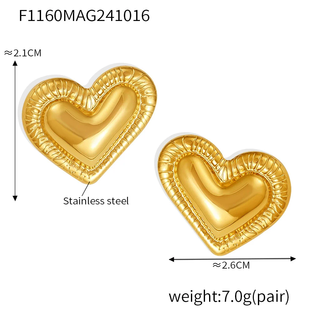 Wholesale Niche Stainless Steel Heart Geometric Electroplated Women's Earrings - Image 6