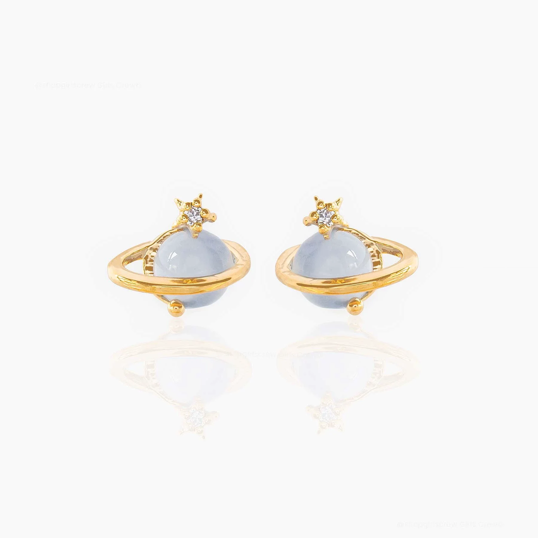 Wholesale Niche Style Women's Earrings With Cat's Eye Stone Star Pattern 925 Silver Needle Brass Inlaid Zircon Real Gold Plating - Image 2