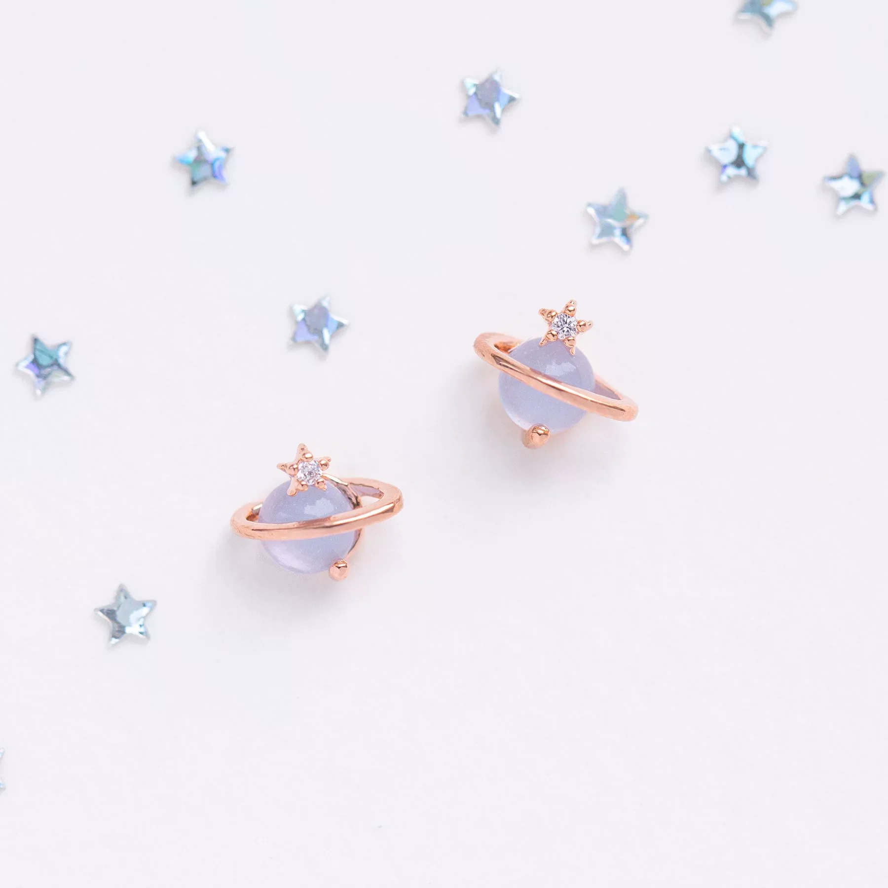 Wholesale Niche Style Women's Earrings With Cat's Eye Stone Star Pattern 925 Silver Needle Brass Inlaid Zircon Real Gold Plating - Image 3