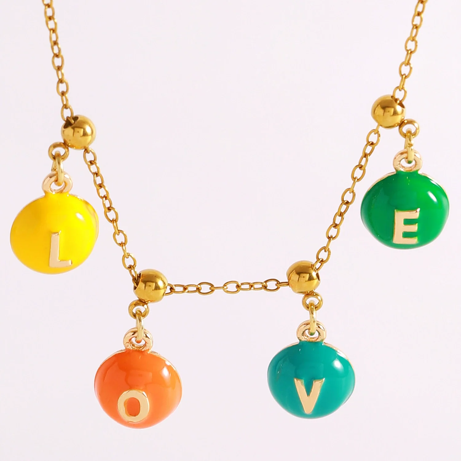 Wholesale Nonfading Electroplated Stainless Steel And Alloy Letter Love Pendant Necklace Sweet Girly Unisex Style - Image 2