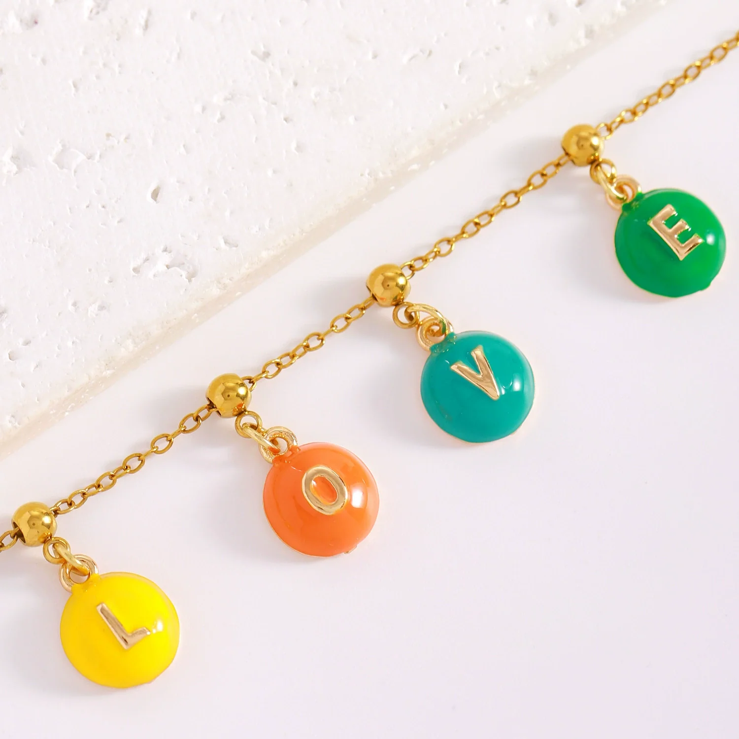 Wholesale Nonfading Electroplated Stainless Steel And Alloy Letter Love Pendant Necklace Sweet Girly Unisex Style - Image 3