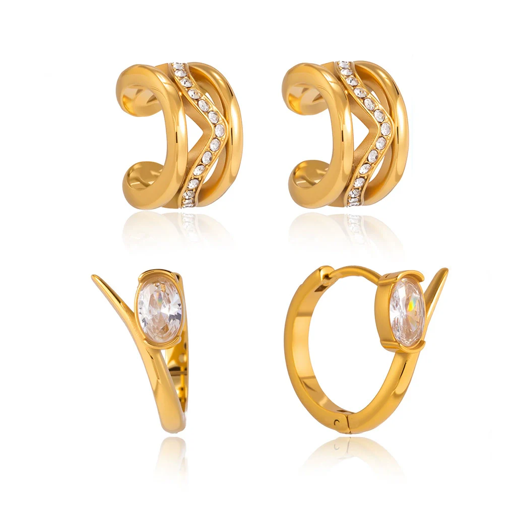 Wholesale Nonpierced Geometric Stainless Steel Electroplated Earrings For Women - Image 4