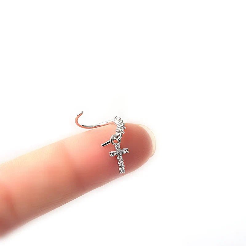Wholesale Nose Ring Copper Star Moon Love Flower Cross Zircon Pendant Electroplated For Women - Image 5