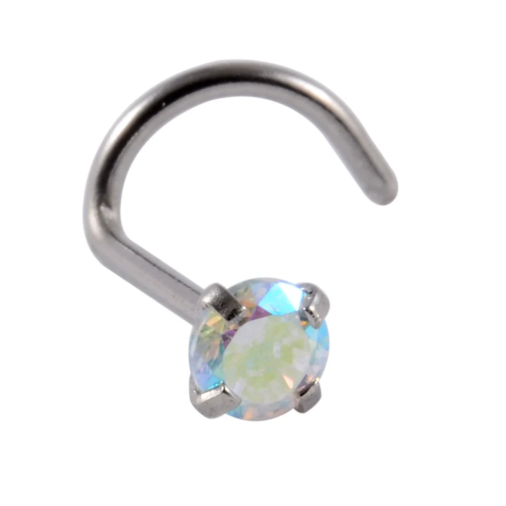 Wholesale Nose Ring Stainless Steel Zircon Clawshaped Fivestar Heart Sshaped Lshaped Straight Rod Electroplated - Image 11