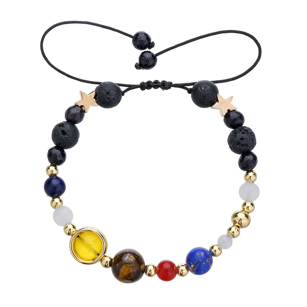 Wholesale Obsidian Beaded Bracelet Handmade Geometric Style Volcanic Stone Unisex - Image 13