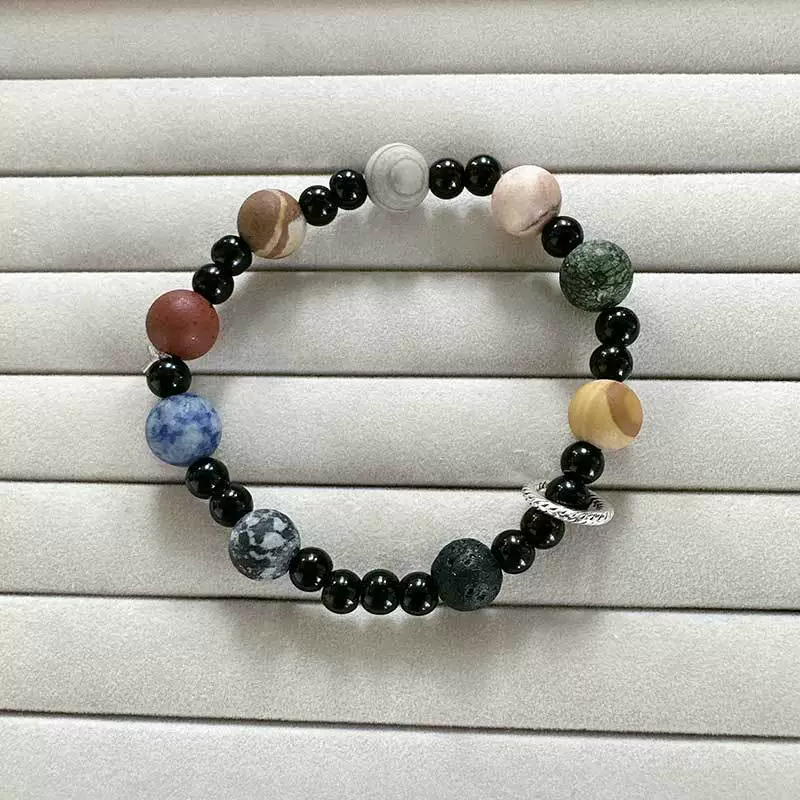 Wholesale Obsidian Beaded Bracelet Handmade Geometric Style Volcanic Stone Unisex - Image 14