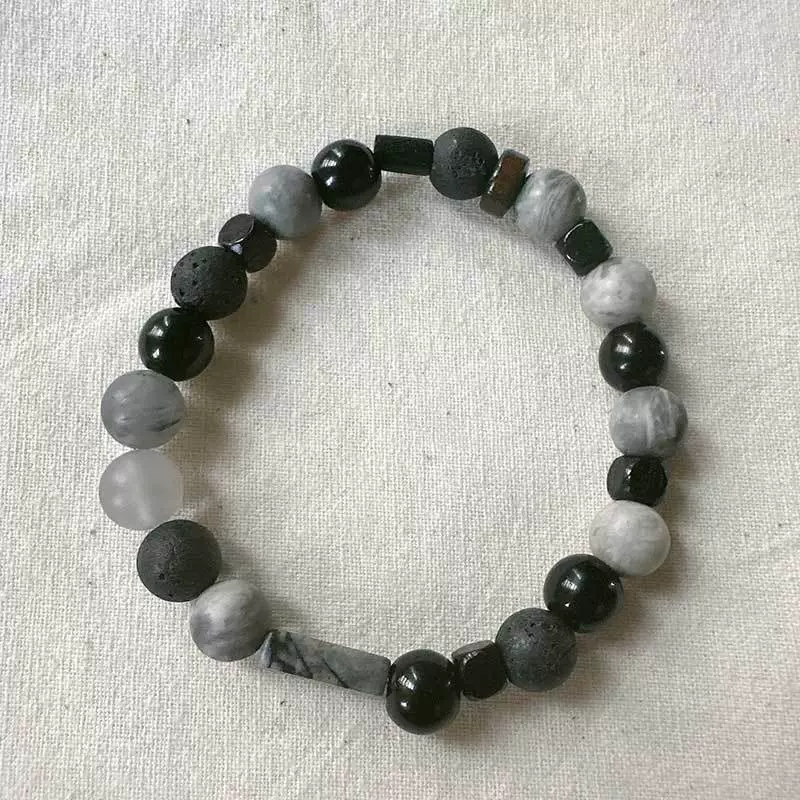 Wholesale Obsidian Beaded Bracelet Handmade Geometric Style Volcanic Stone Unisex - Image 15