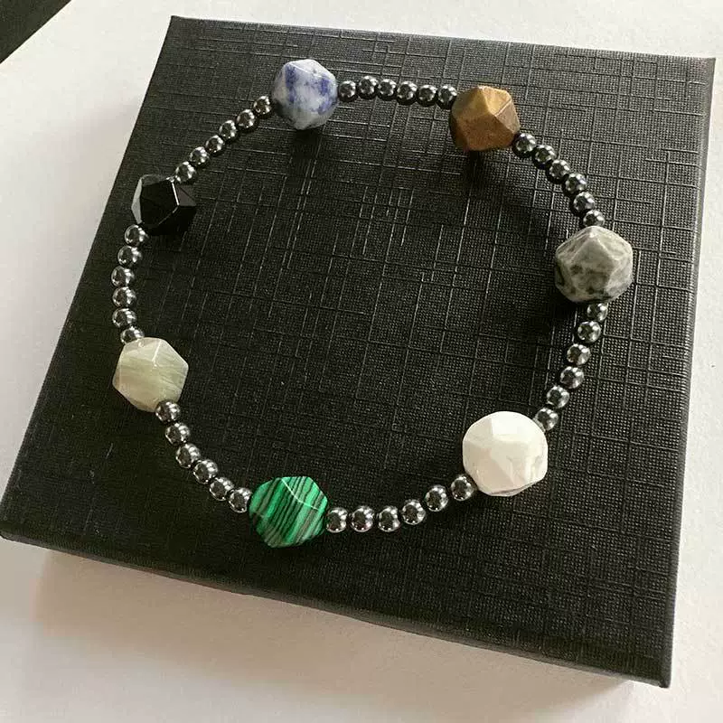 Wholesale Obsidian Beaded Bracelet Handmade Geometric Style Volcanic Stone Unisex - Image 16