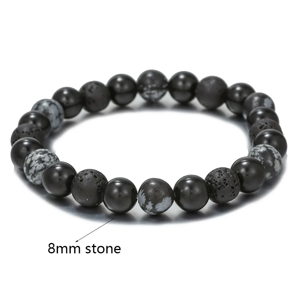 Wholesale Obsidian Beaded Bracelet Handmade Geometric Style Volcanic Stone Unisex - Image 19