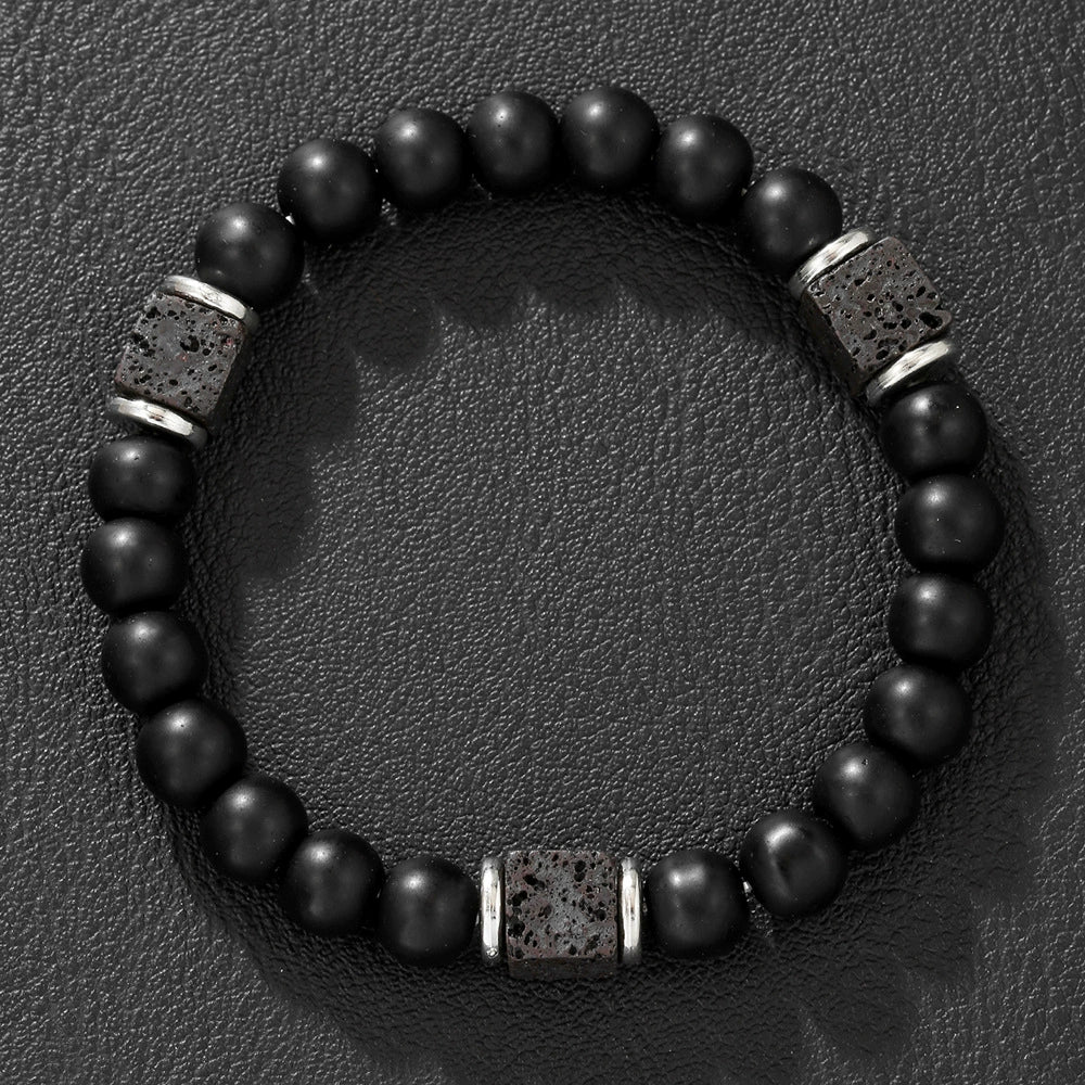 Wholesale Obsidian Beaded Bracelet Handmade Geometric Style Volcanic Stone Unisex - Image 2