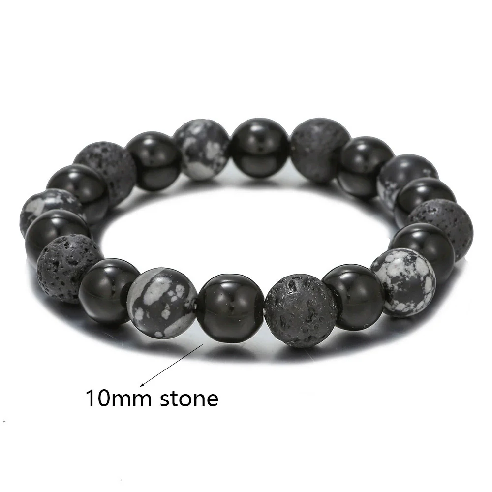 Wholesale Obsidian Beaded Bracelet Handmade Geometric Style Volcanic Stone Unisex - Image 21