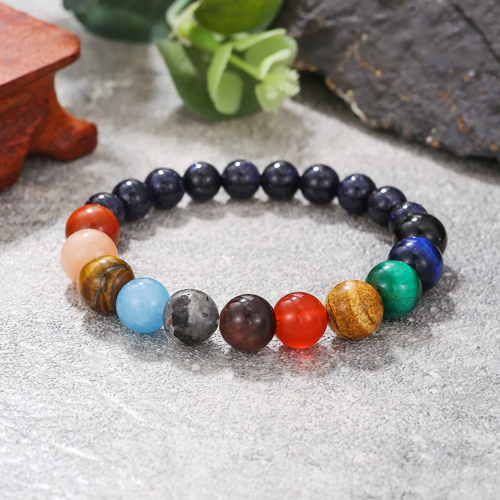 Wholesale Obsidian Beaded Bracelet Handmade Geometric Style Volcanic Stone Unisex - Image 25