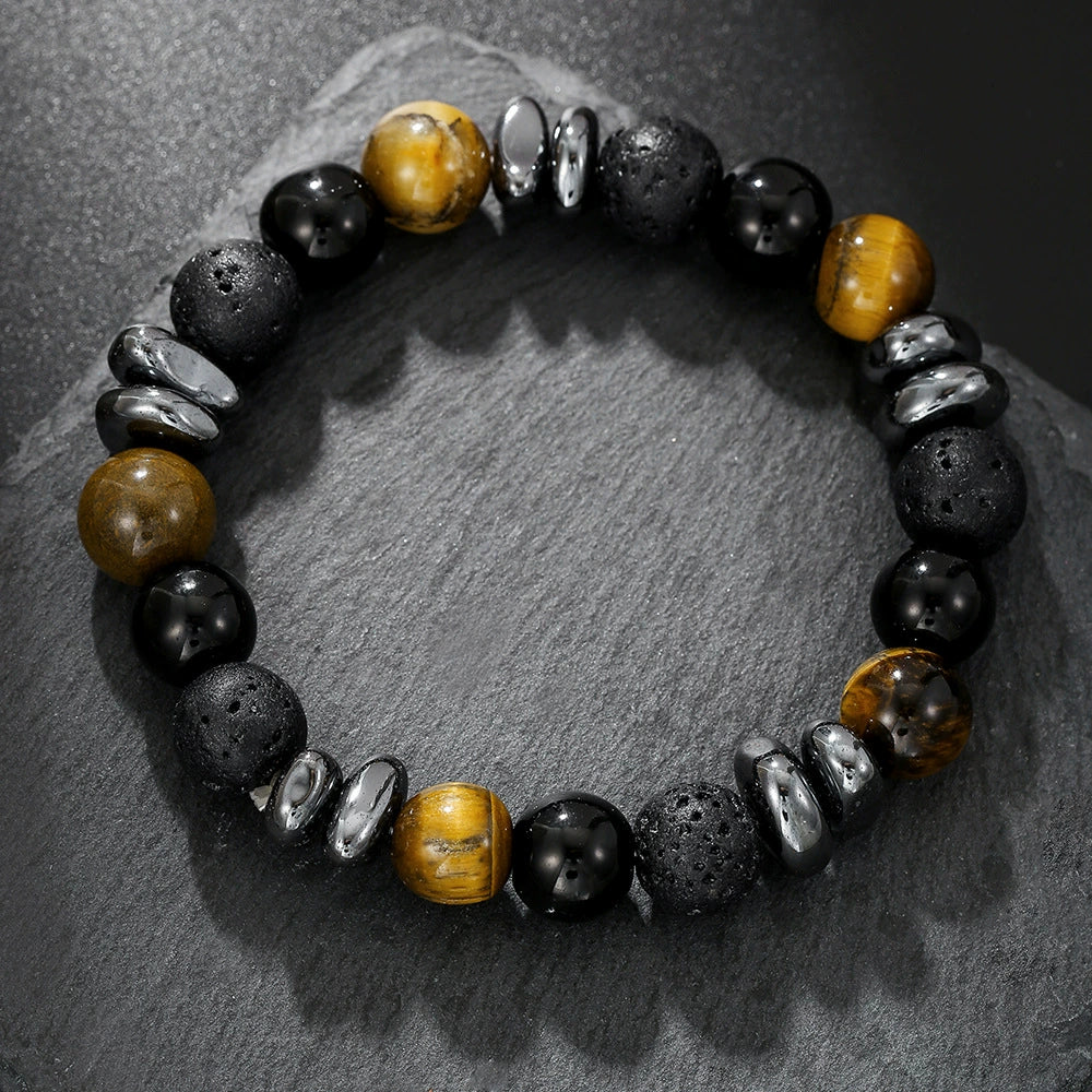 Wholesale Obsidian Beaded Bracelet Handmade Geometric Style Volcanic Stone Unisex - Image 27