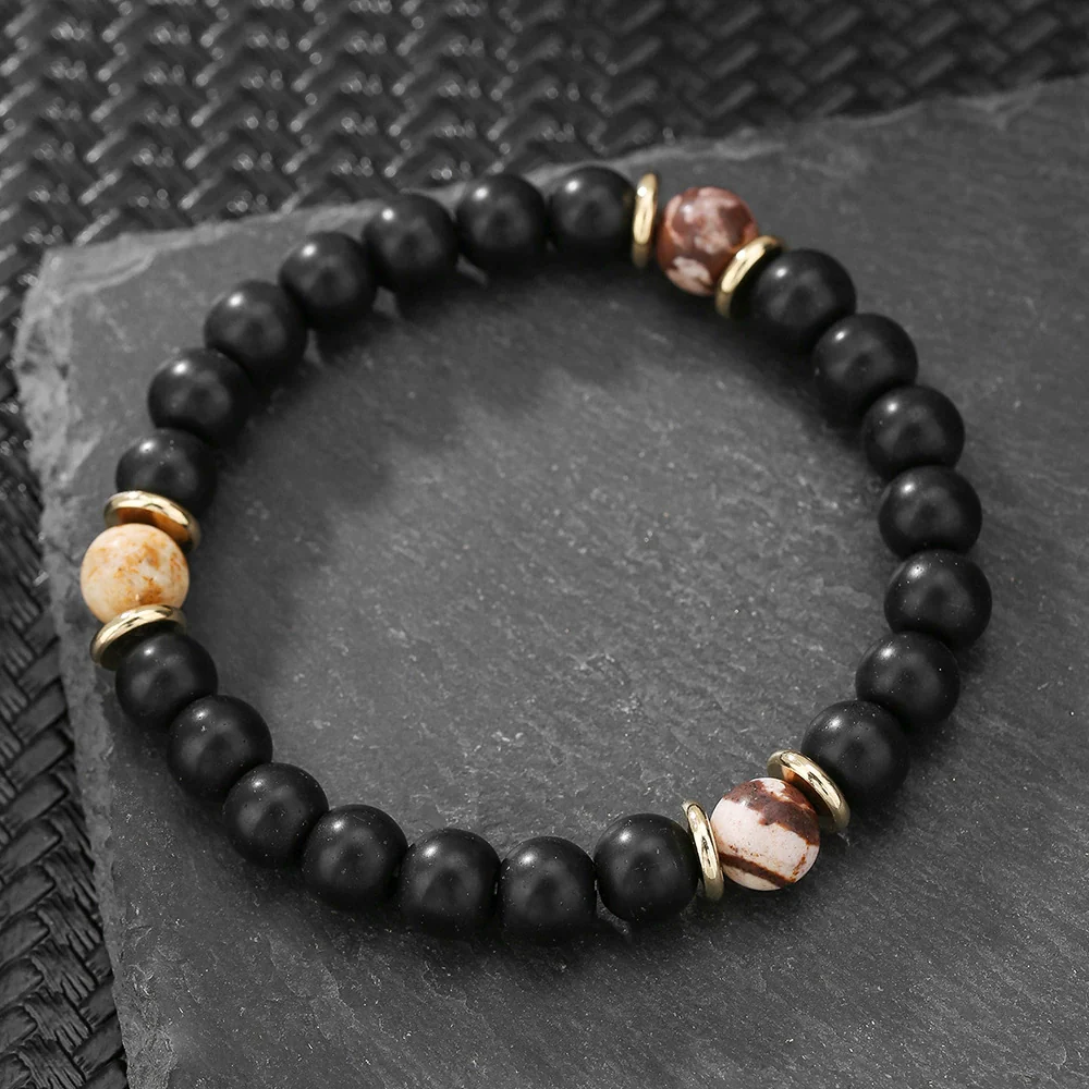 Wholesale Obsidian Beaded Bracelet Handmade Geometric Style Volcanic Stone Unisex - Image 31