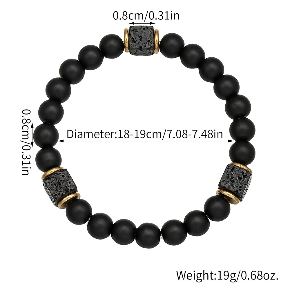 Wholesale Obsidian Beaded Bracelet Handmade Geometric Style Volcanic Stone Unisex - Image 4