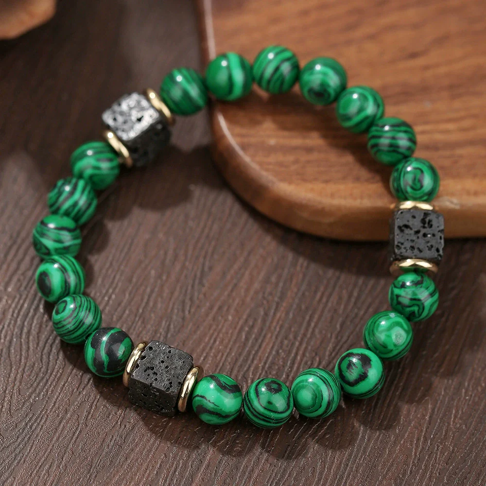 Wholesale Obsidian Beaded Bracelet Handmade Geometric Style Volcanic Stone Unisex - Image 6