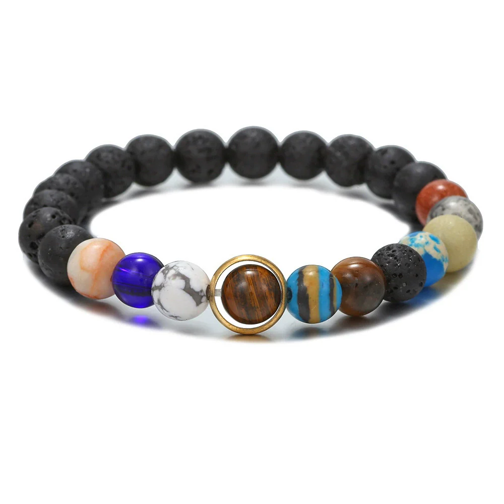 Wholesale Obsidian Beaded Bracelet Handmade Geometric Style Volcanic Stone Unisex - Image 7