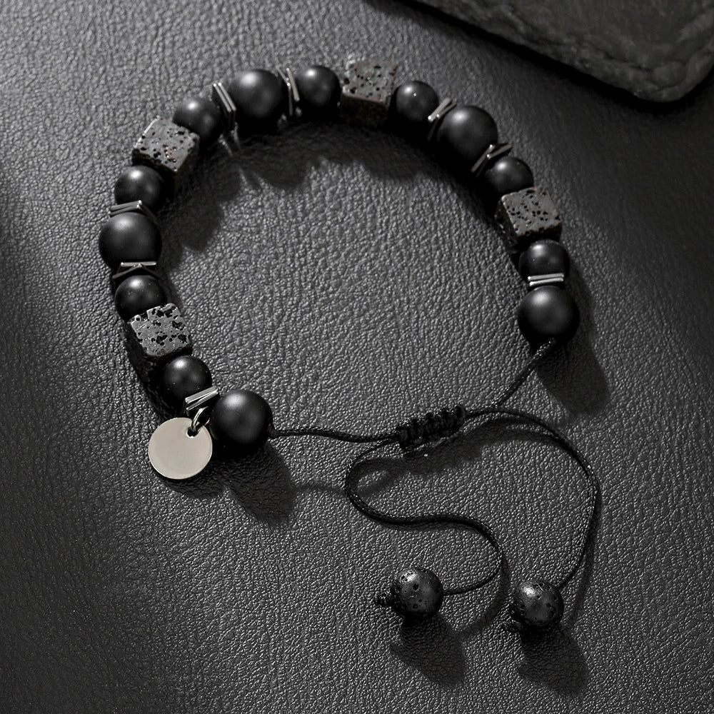 Wholesale Obsidian Beaded Bracelet Handmade Geometric Style Volcanic Stone Unisex - Image 9