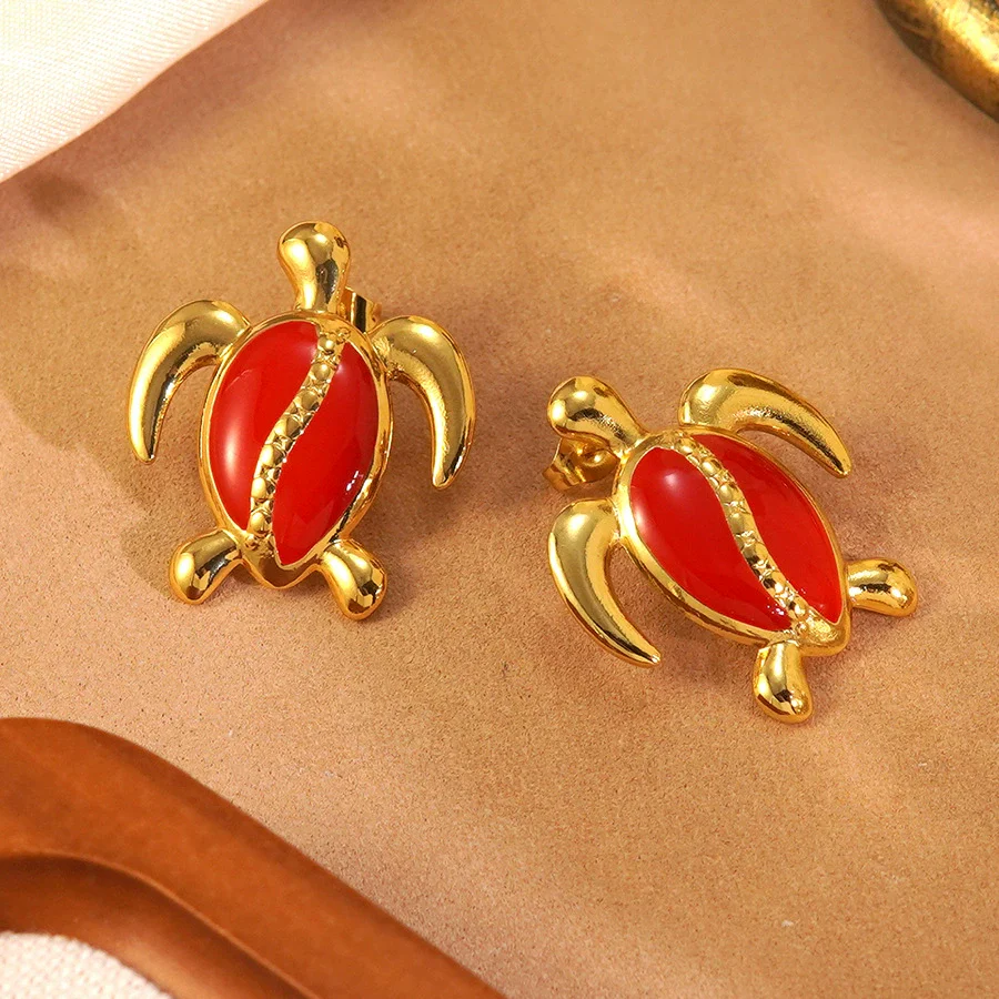Wholesale Oil Dripping Animal Turtle Earrings Stainless Steel Jewelry For Women - Image 7