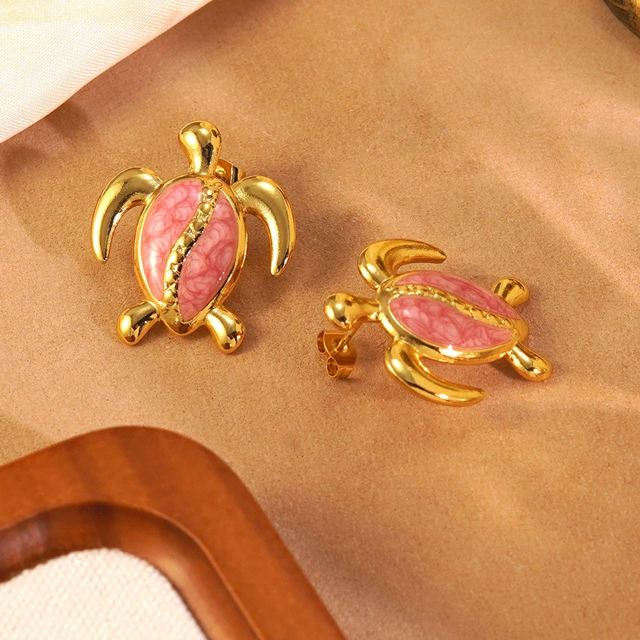 Wholesale Oil Dripping Animal Turtle Earrings Stainless Steel Jewelry For Women - Image 9
