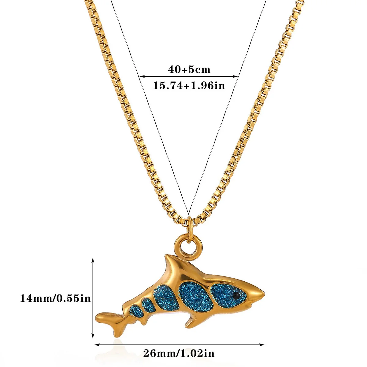 Wholesale Oil Dripping Process Gold Electroplated Stainless Steel Fish Pendant Cross Chain Necklace For Men And Women - Image 9
