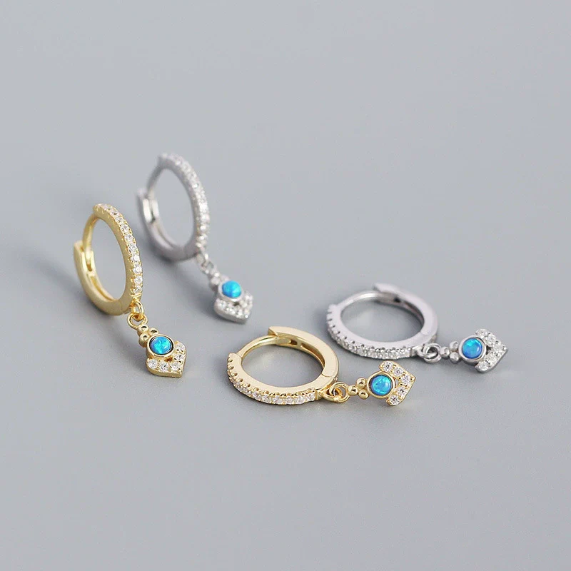 Wholesale Opal Earrings 925 Silver Geometric Light Luxury Style Electroplated