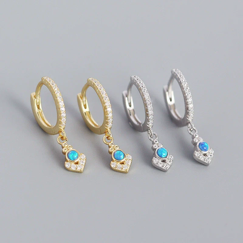 Wholesale Opal Earrings 925 Silver Geometric Light Luxury Style Electroplated - Image 2