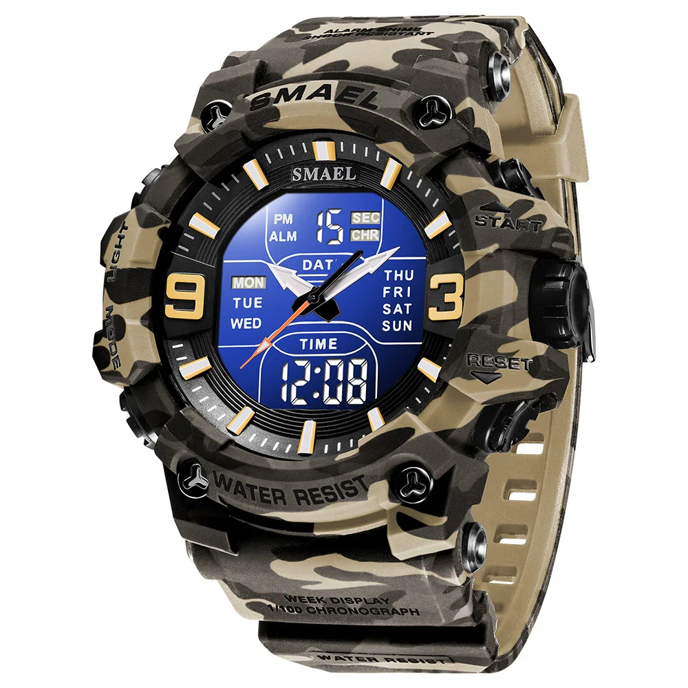 Wholesale Outdoor Waterproof Resin Pu Multifunctional Round Electronic Wristwatch For Men With Camouflage Luminous Style - Image 8