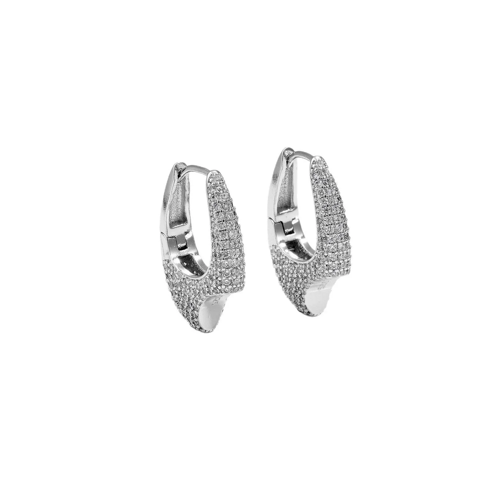 Wholesale Oval Copper Earrings With Microencrusted Zircon And Electroplated Platinum 18K Gold Irregular Design - Image 5