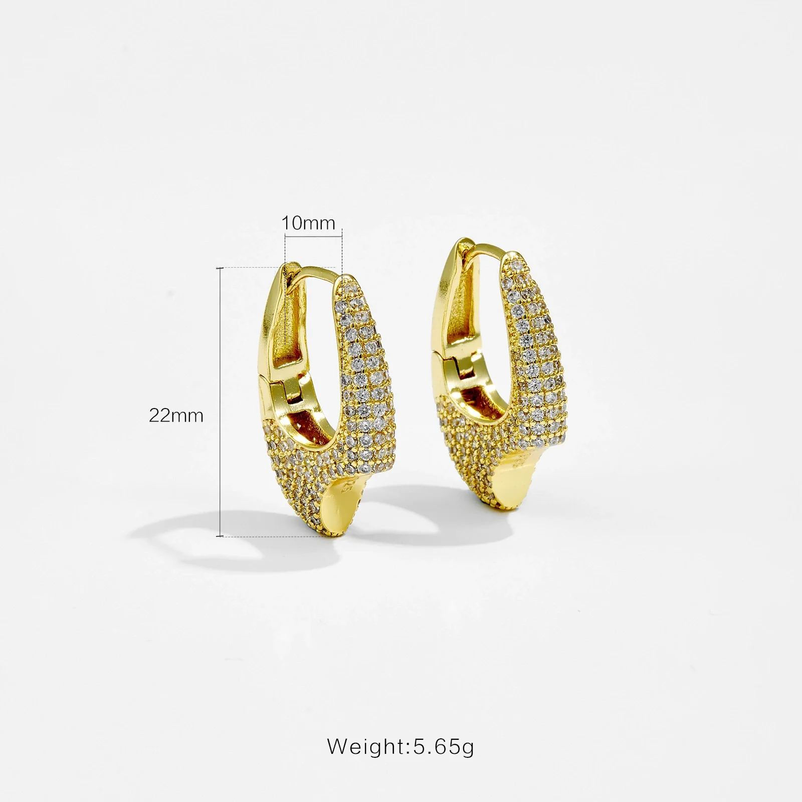 Wholesale Oval Copper Earrings With Microencrusted Zircon And Electroplated Platinum 18K Gold Irregular Design - Image 7