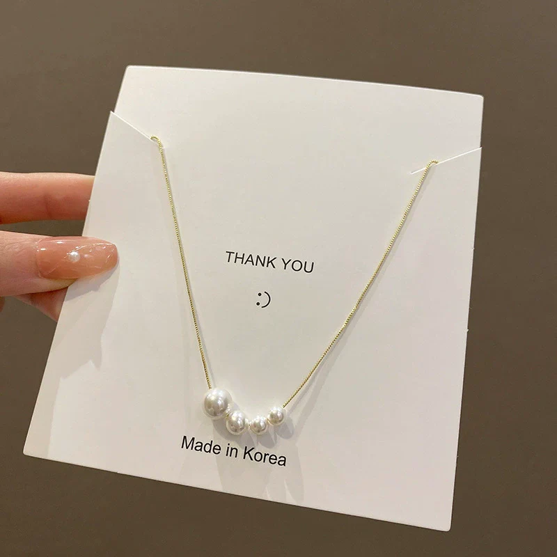 Wholesale Pearl Clavicle Chain Necklace Women's Light Luxury Niche Design Copper Geometric Electroplating - Image 6