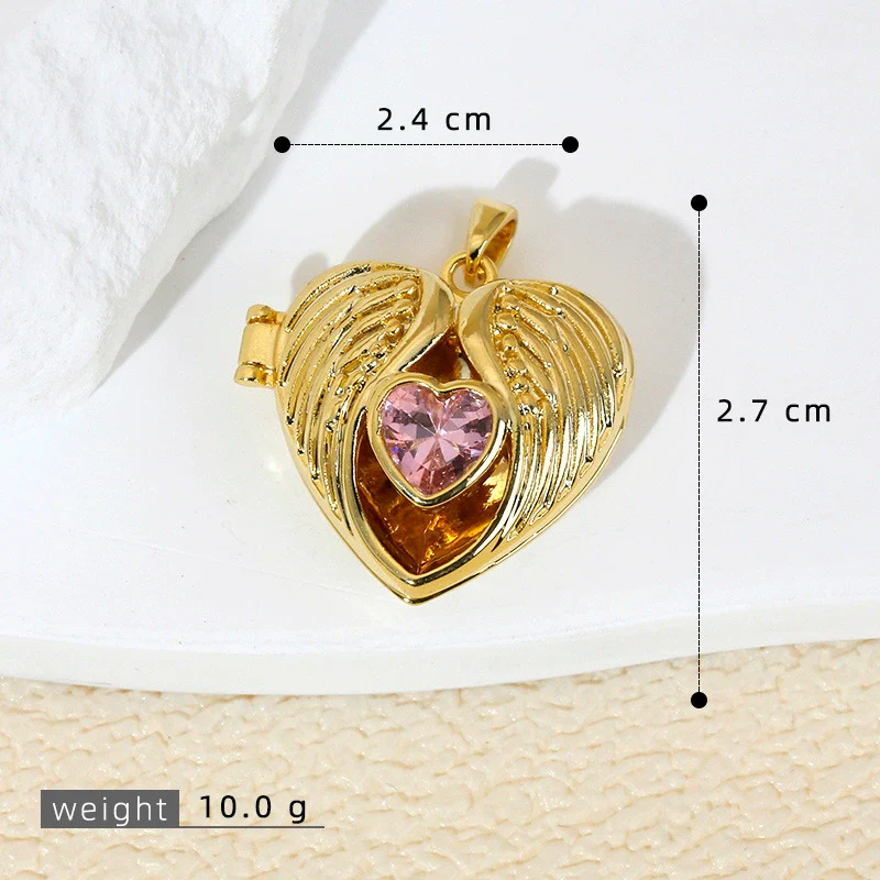 Wholesale Pendant Copper Love Diamondencrusted Red Stone Heartshaped Electroplated - Image 6
