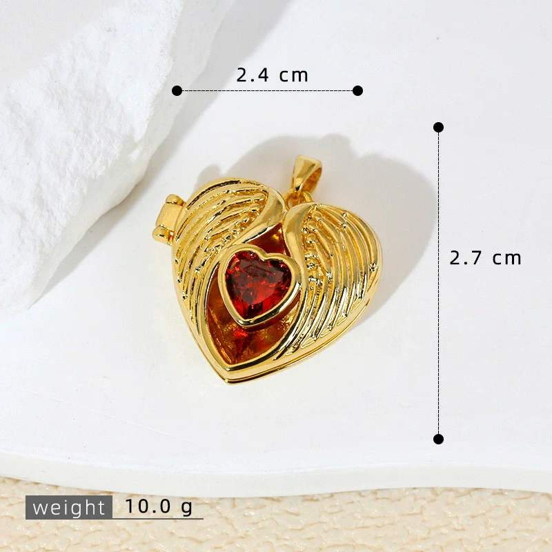 Wholesale Pendant Copper Love Diamondencrusted Red Stone Heartshaped Electroplated - Image 7
