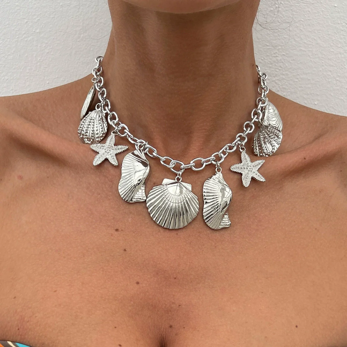 Wholesale Pendant Necklace Aluminum Chain Alloy Geometric Vacation Style Electroplating For Women - Image 7