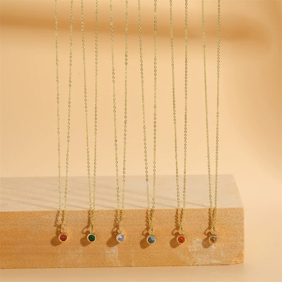 Wholesale Pendant Necklace Copper Electroplated Geometric Mixed Gem Inlay For Women - Image 4